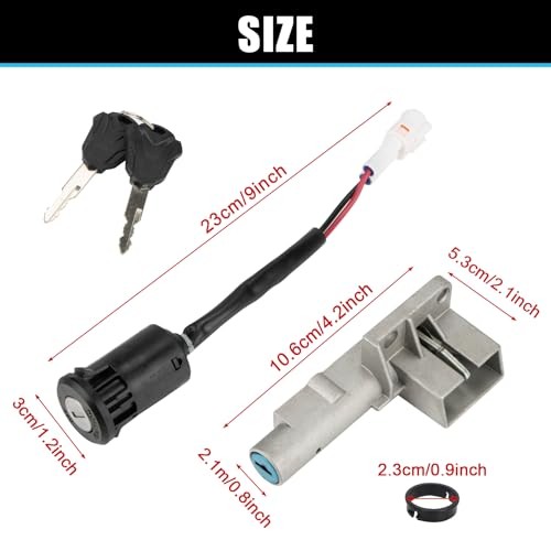 Motorcycle Ignition Key Switch Set, Ebike Ignition Switch with Key Fit for