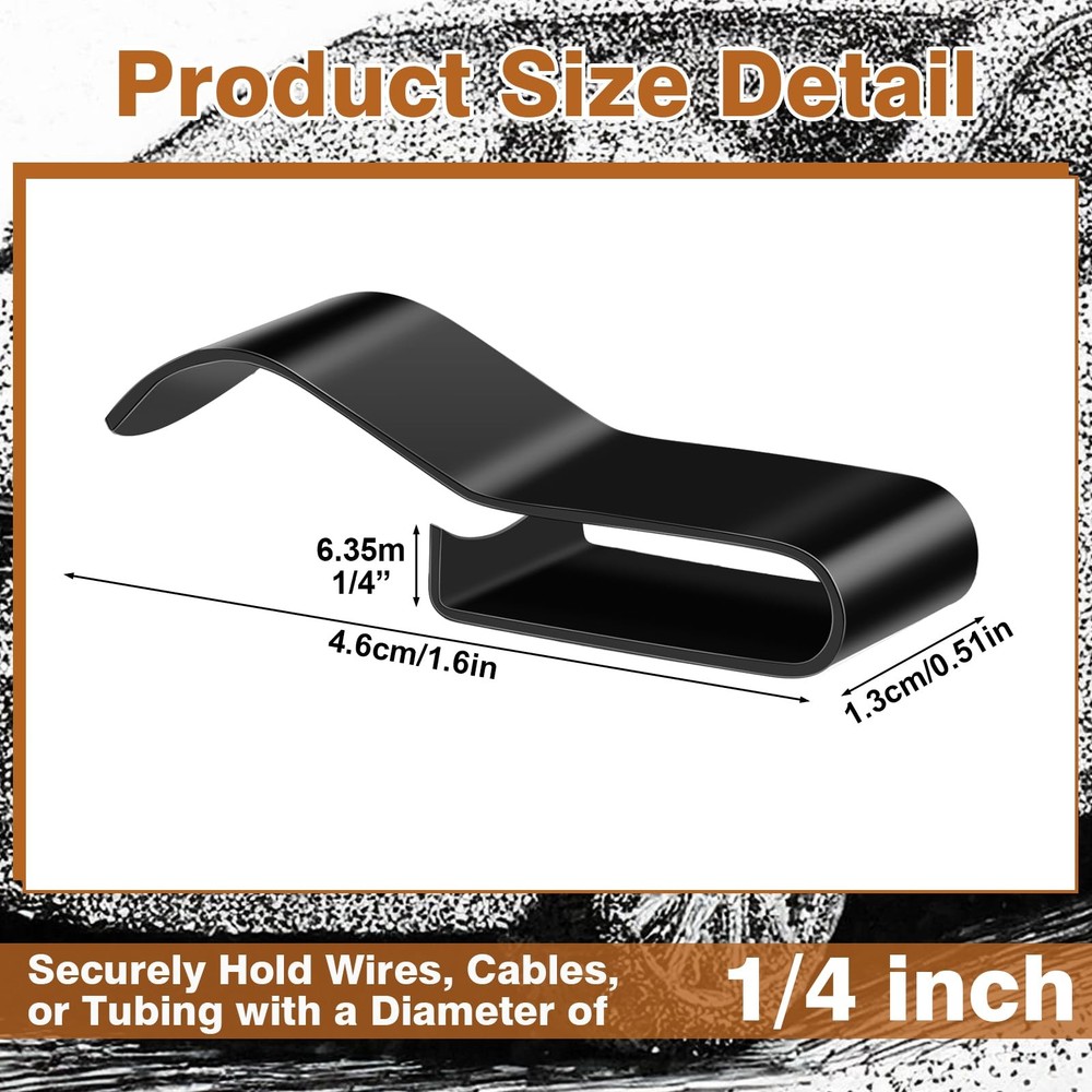 Datanly 30 Pack Trailer Frame Wire Clips Black Push-On Chassis 1/4'',