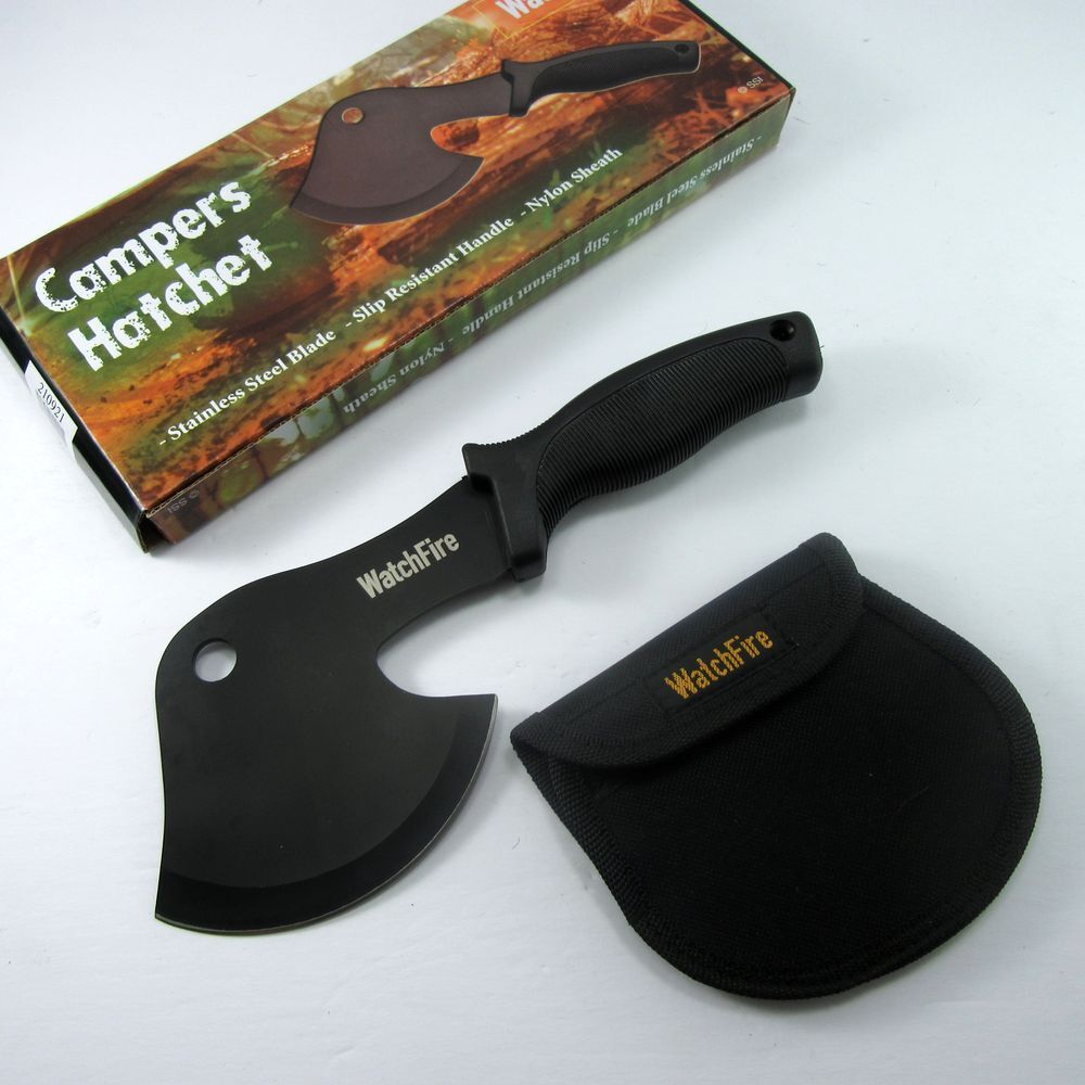 FIXED-BLADE HATCHET | WatchFire Black Rubber Handle Camping Survival Hunting Axe