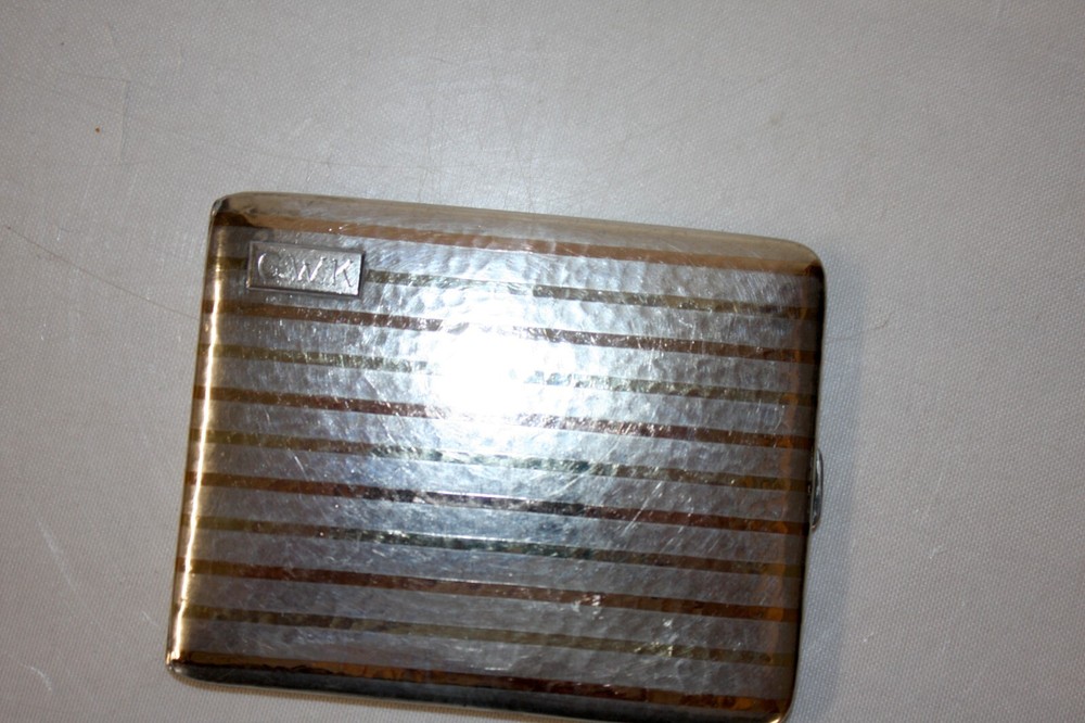 James E. Blake Co. Sterling Silver/14K Cigarette Case Monogrammed "GWK"