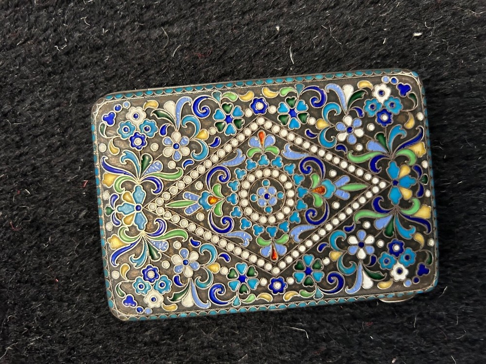 ANTIQUE RUSSIAN SILVER ENAMEL CIGARETTE CASE