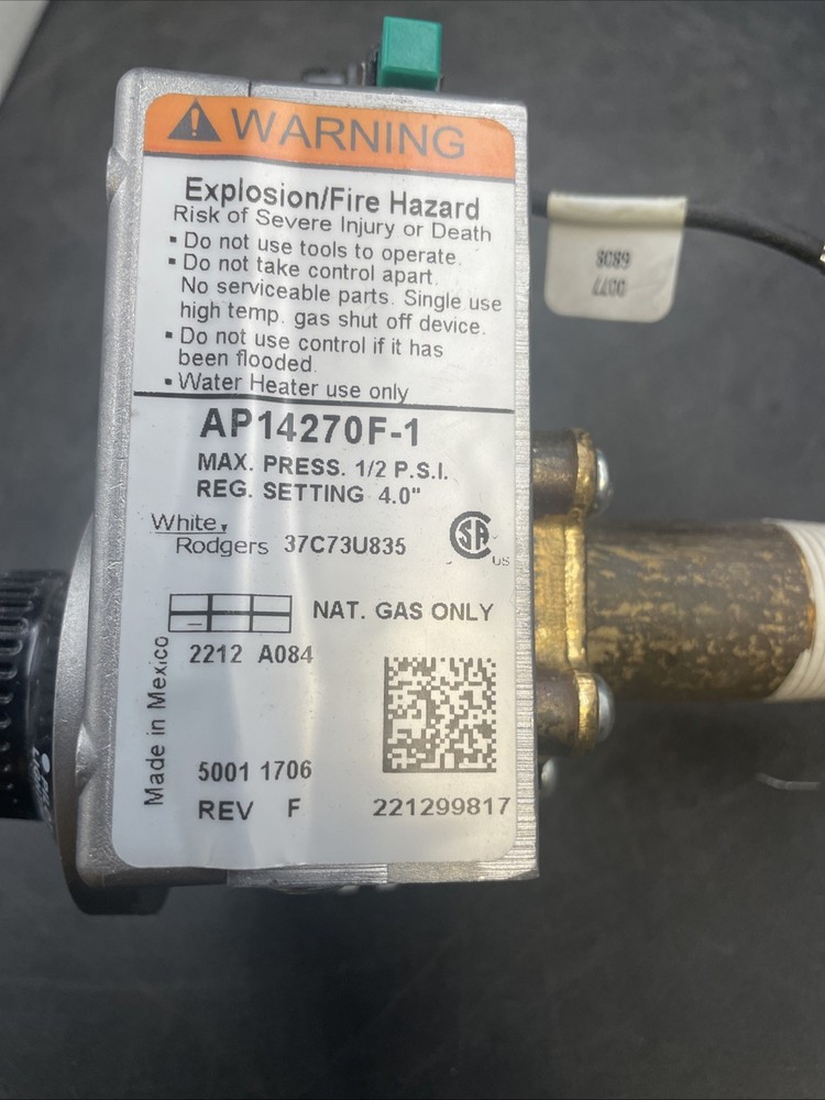 ProTech SP14270F | Gas Control (Thermostat) - NG Single (OPEN BOX - NEW)