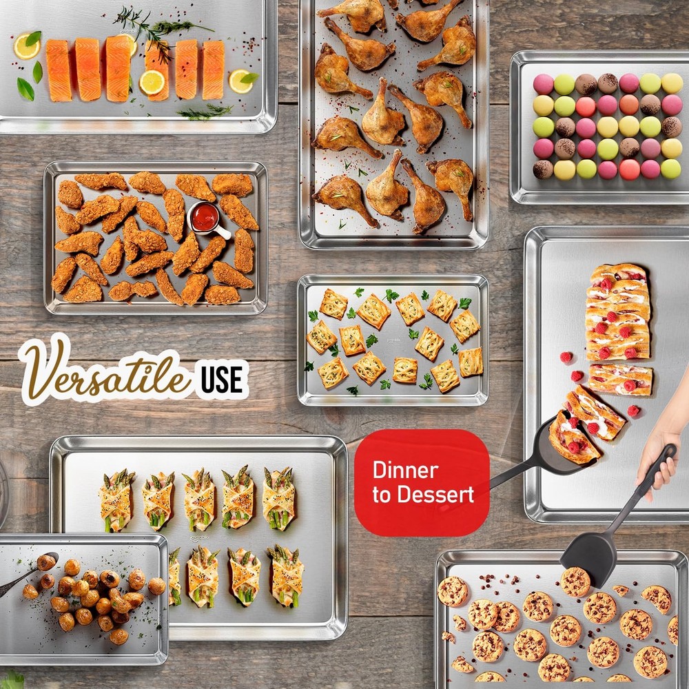 Eatex Baking Sheet Set, 4 Nonstick Cookie Sheets, Aluminum, Warp & Rust Proof