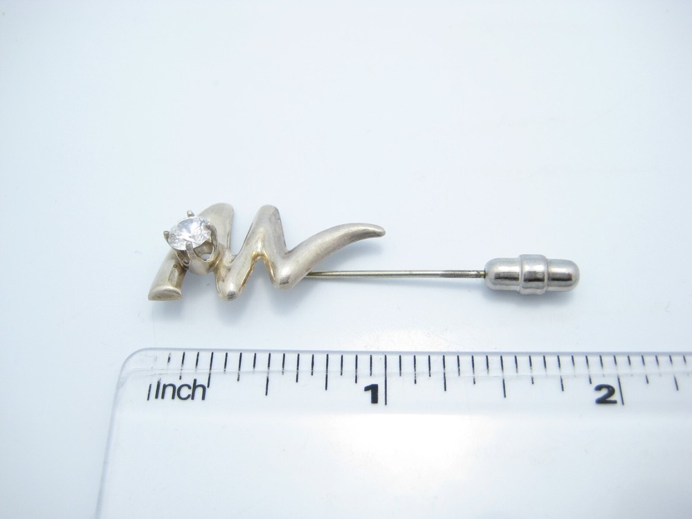 Sterling Silver Squiggle Clear CZ Stick Or Hat Pin