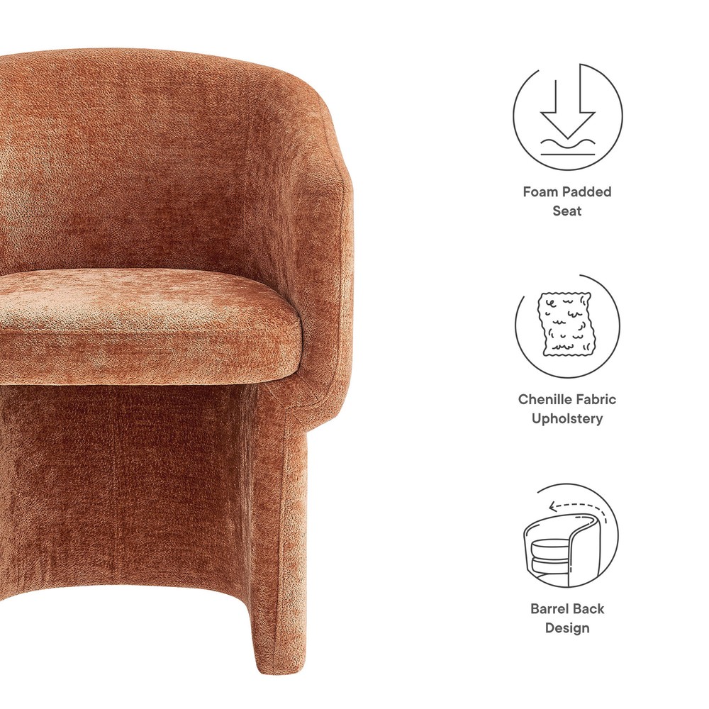 Verity Chenille Dining Armchair in Rust