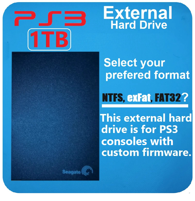 PS3 1TB External Hard Drive for Custom Firmware (mods) Select format