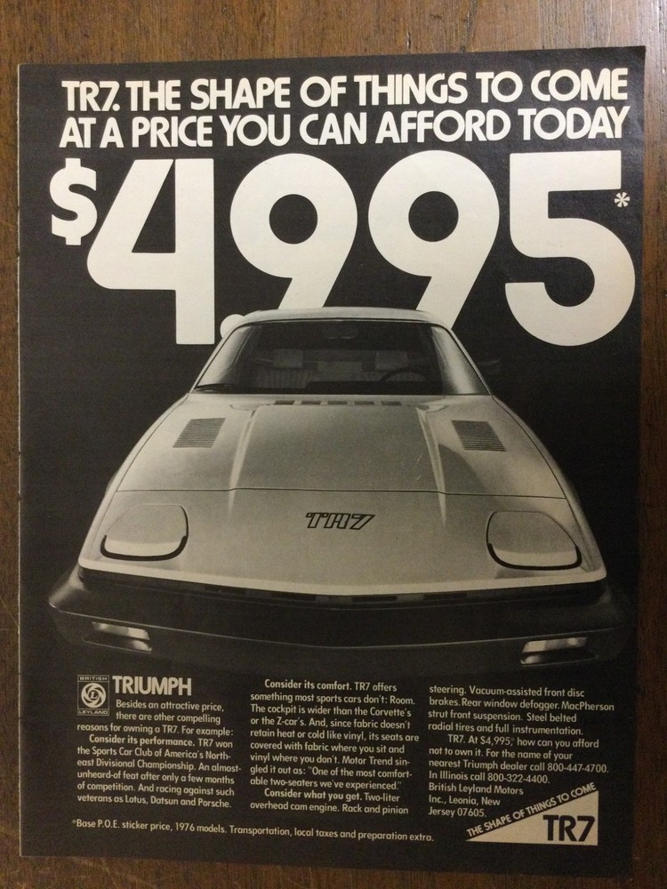 Misc 5087 Advertisement 1977 Triumph TR7 March 1977