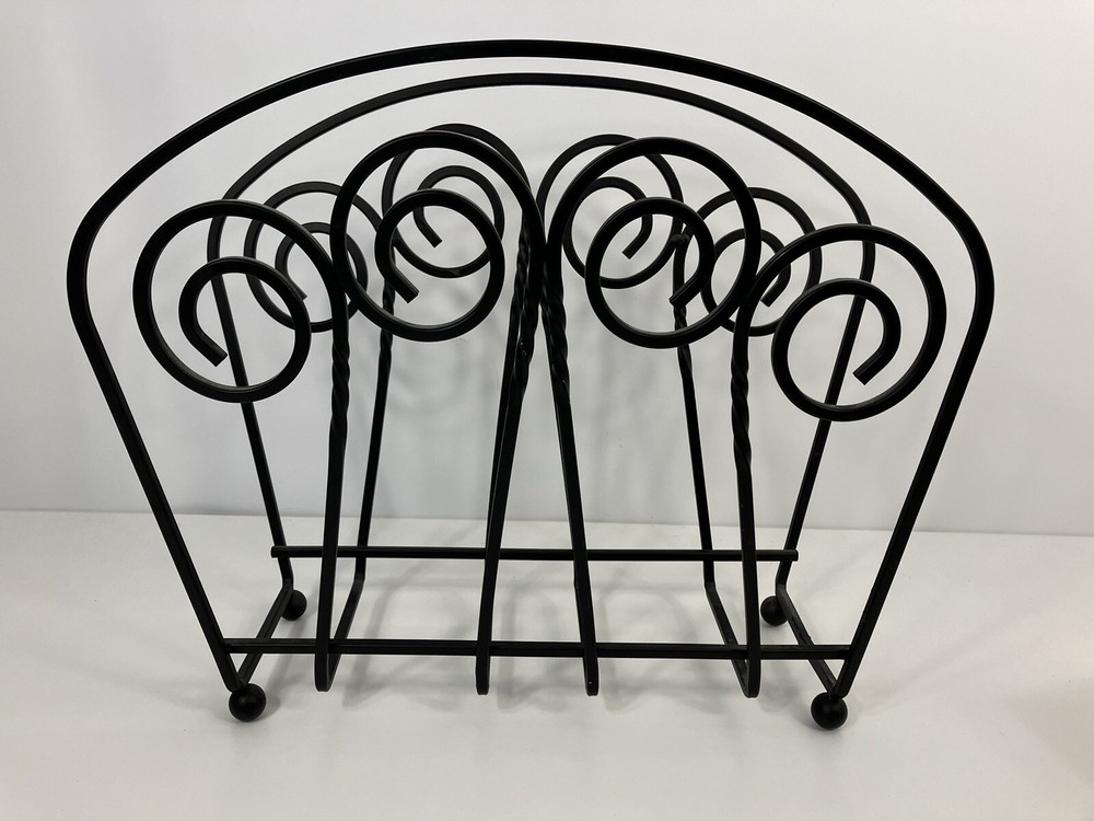Wrought Iron Black Scroll Magazine Rack Holder