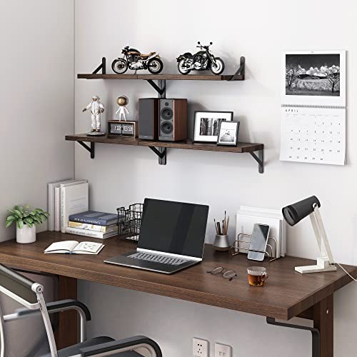 Floating Shelves for Wall, Different Sizes Dark Carbonized Wall Shelves Brown
