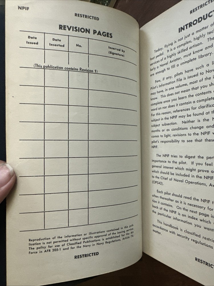 Navy Pilots' Information File 1949 Restricted Book