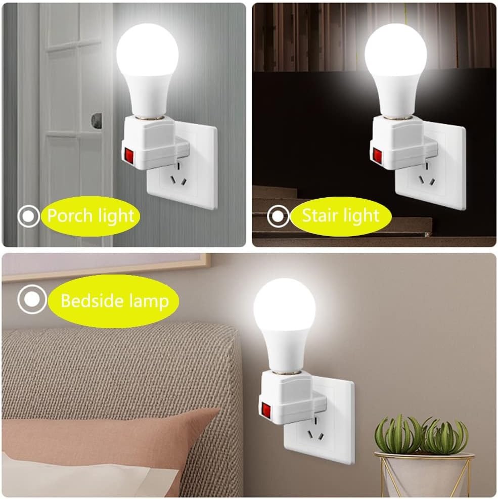 E26/E27 Socket Extension Adapter With Switch - Plug-in Light Bulb Socket...