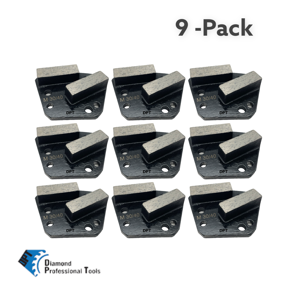9 Pack Bolt on Diamond Grinding Discs for Concrete Grinders Medium Bond 30 Grit