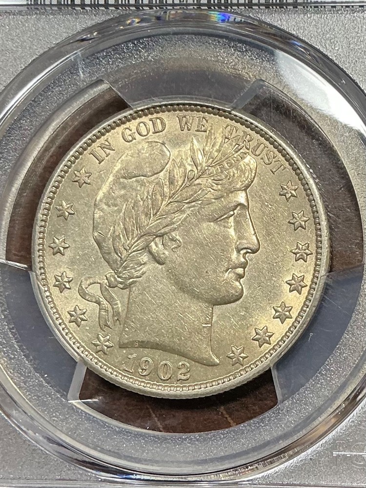 PCGS AU53 1902 BARBER HALF DOLLAR  NICE LUSTER