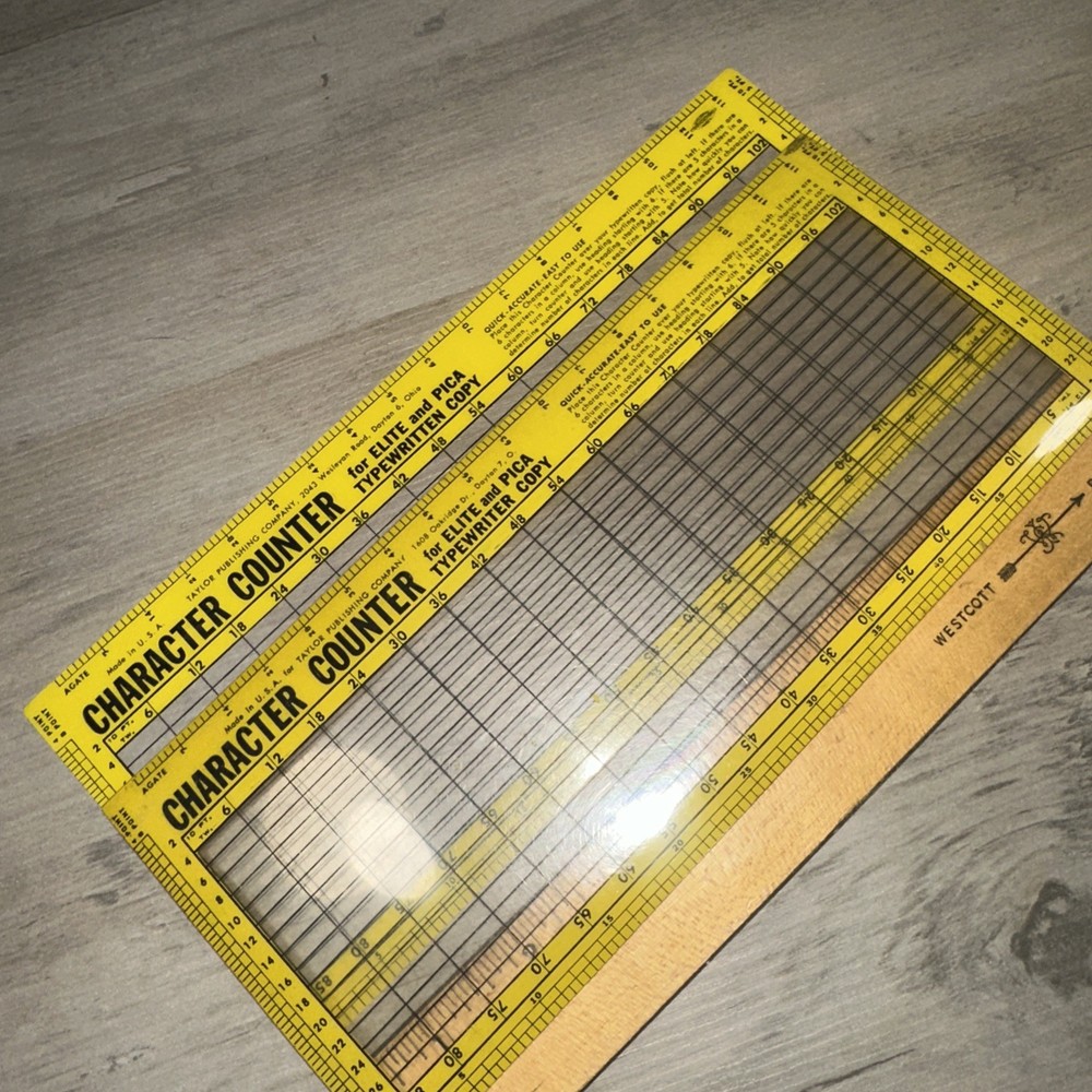 Plastic template character counter For Elite & Pica Typewritten Copy