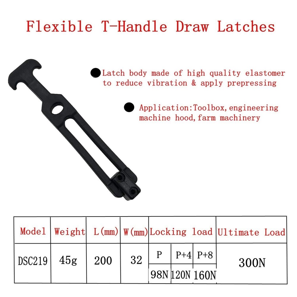 Creatyi 2 PCS Latest Model 8'' Rubber Flexible T-Handle Draw Latches,for