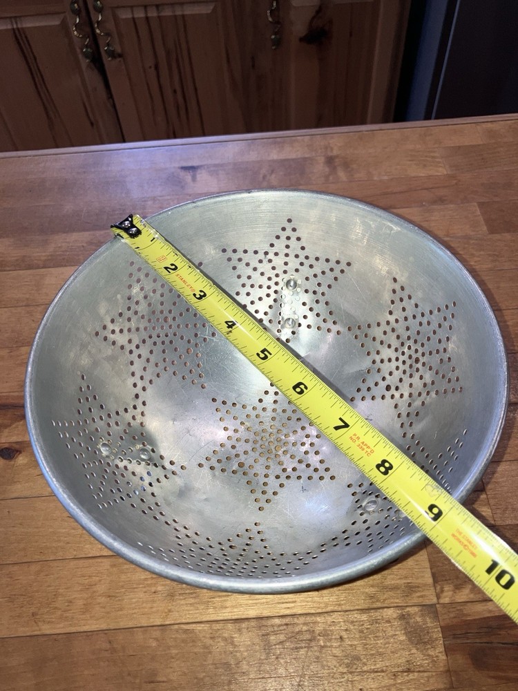 Vintage Aluminum Strainer Star Pattern 9 Inches