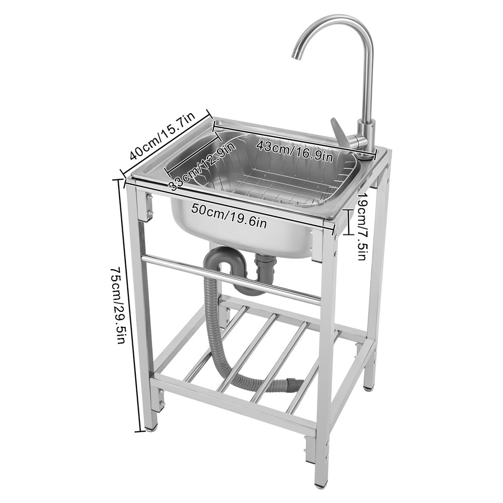 Single Basin Kitchen Sink Home Simple Laundry Sink with Faucet Ready Practical