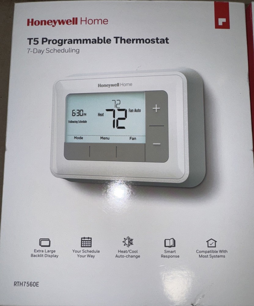 2PKG: Honeywell T5 7-Day Programmable Thermostat with Digital Display RTH7560E