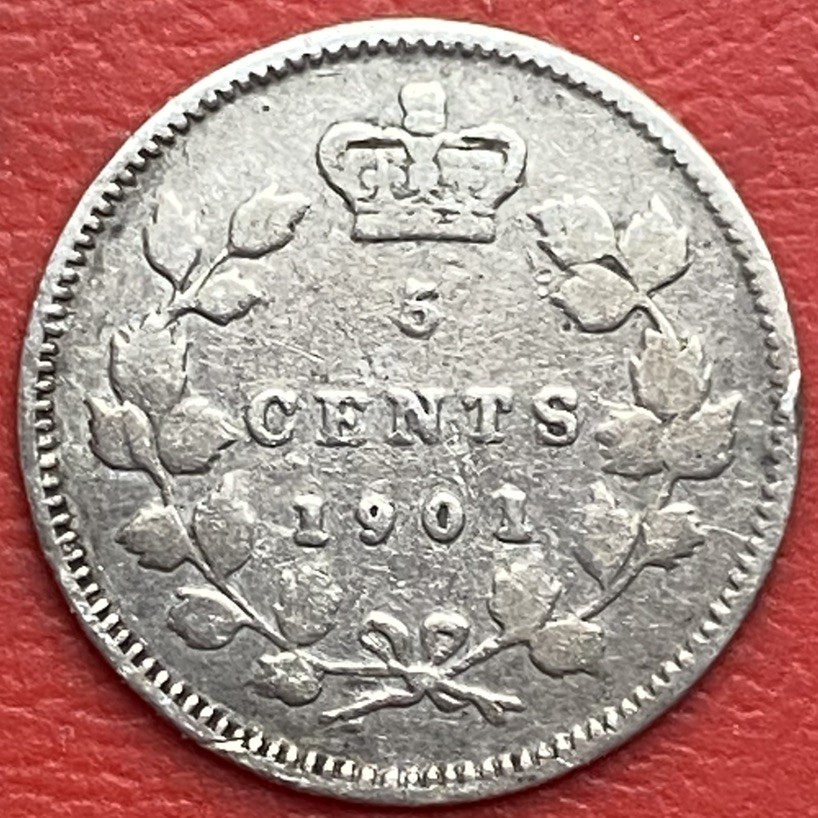 Canada 🇨🇦 1901 5 Cent coin - 92.5% silver