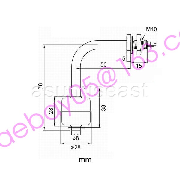 Right Angle Stainless Steel Ball Float Switch Tank Liquid Water Level Sensor