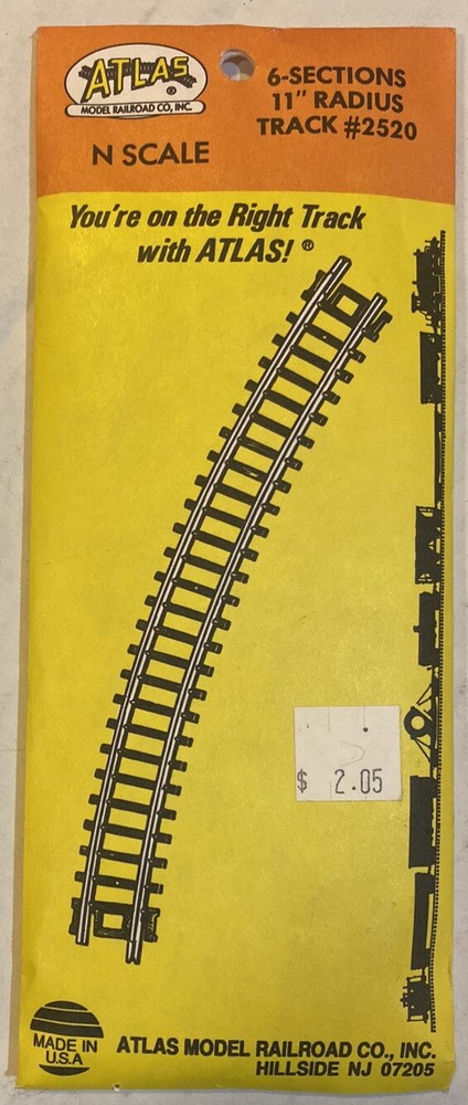 Atlas N Scale 11” Radius Track - 6 Sections - Track #2520