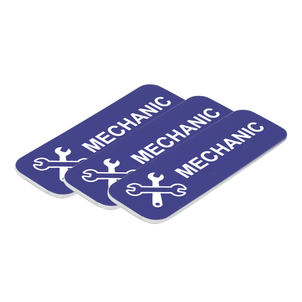 Mechanic 1 x 3" Name Tag/Badge, (3 Pack)