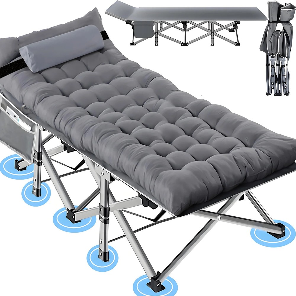 Folding Bed Cot with Pillow, 2 Sided Mattress Heavy Duty Folding Sleeping