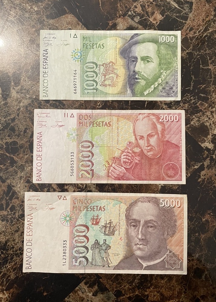 SPAIN 1000-2000-5000 pesetas  , banknote currency