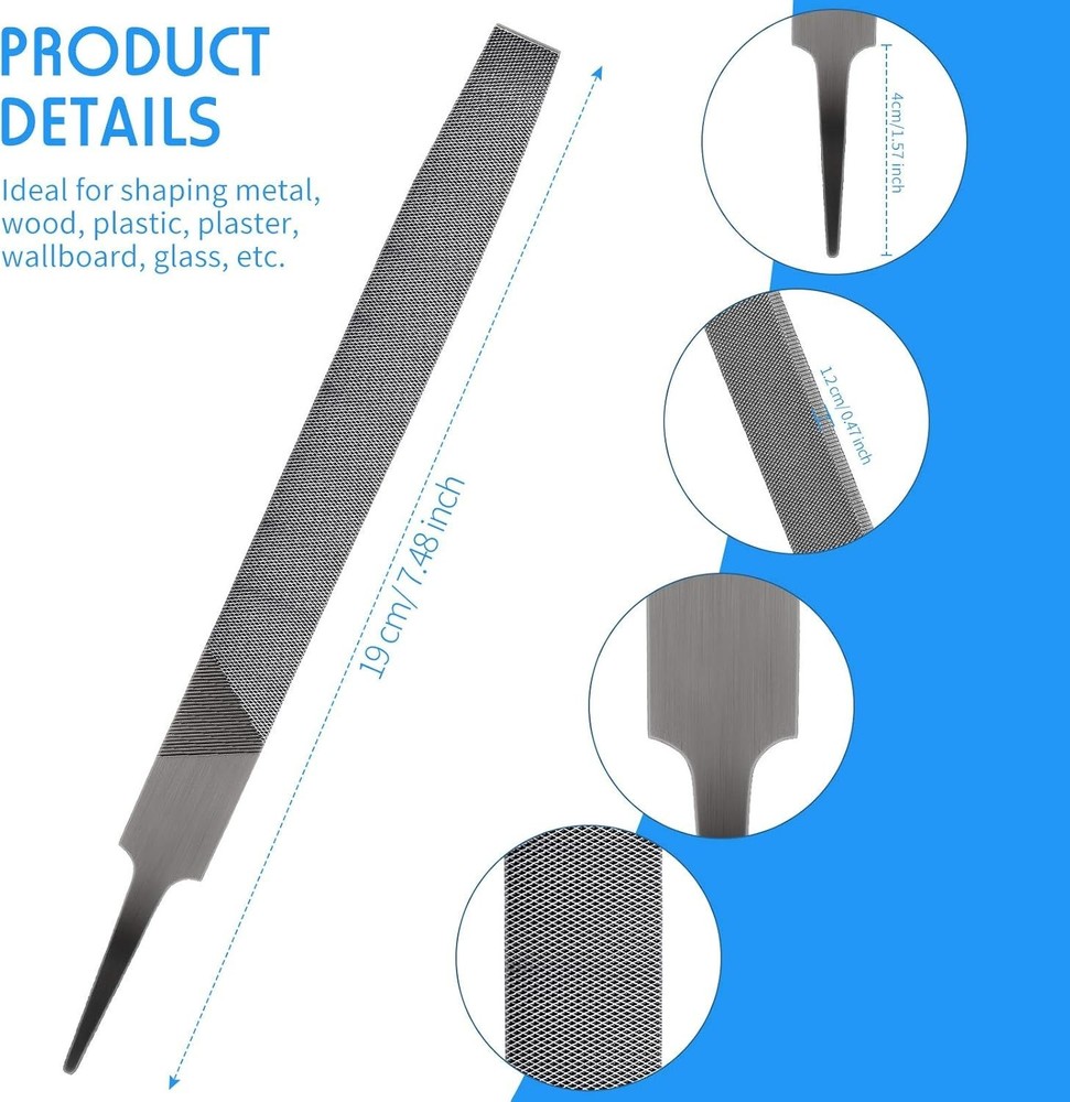 2 Pack Rectangular Cut Axe File, Mill Smooth Cut File Carded, Hardened Steel Fla