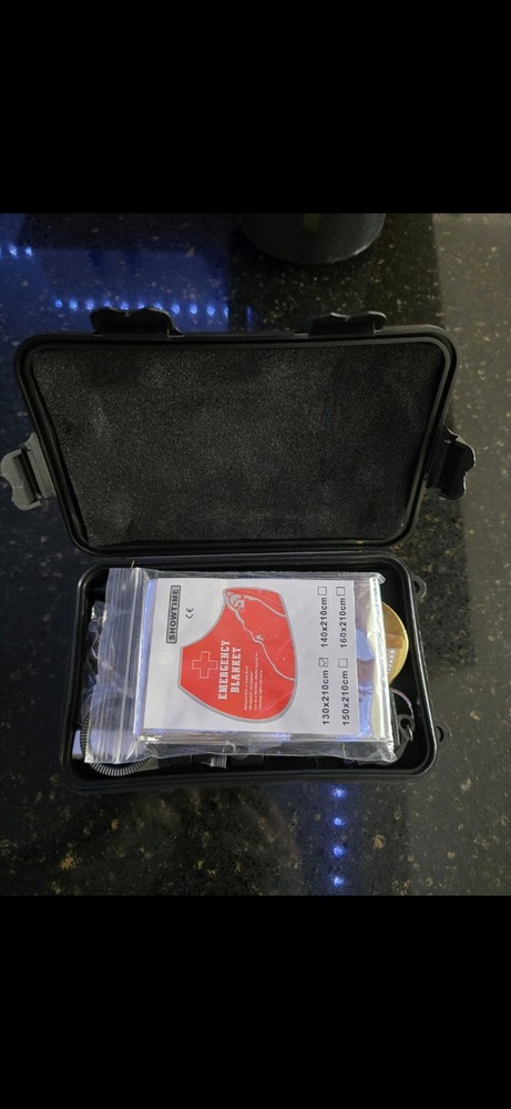 Survival Kit Emergency Blanket Knife Compass Whistle Fire Starter pen