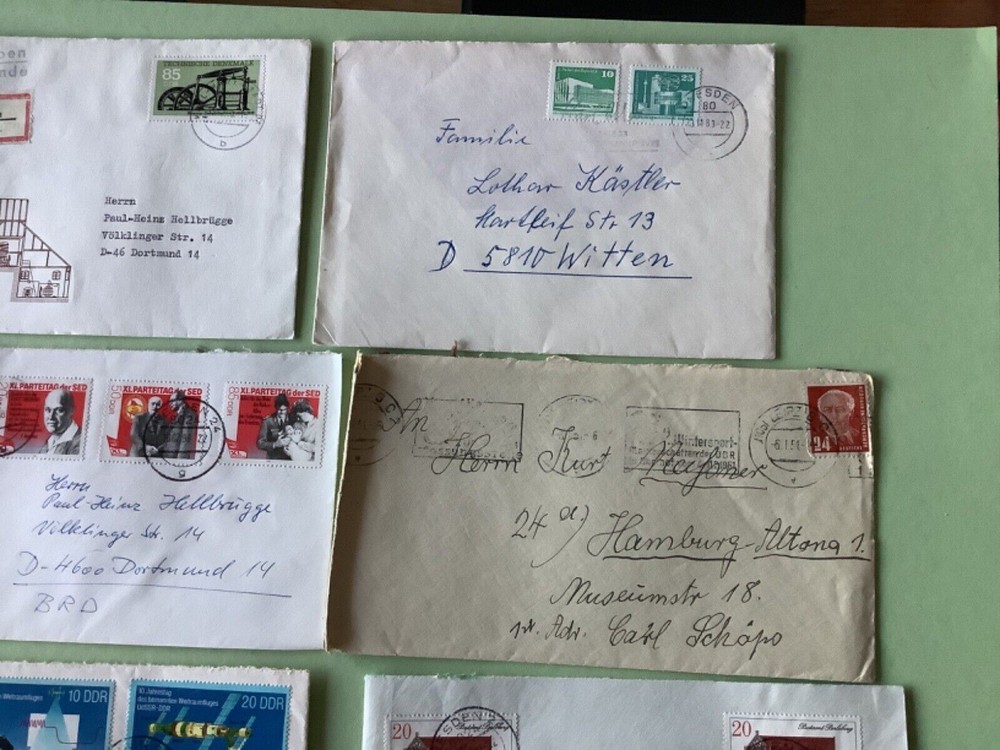 German Democratic Republic postal stamps covers 12 items Ref A1434