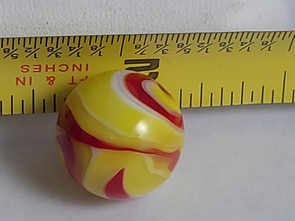 Yellow Red White Marble Signed AF 1998