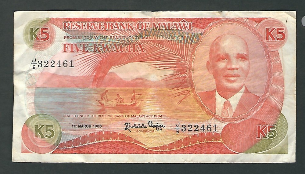 Malawi  -  5 Kwacha, 1986