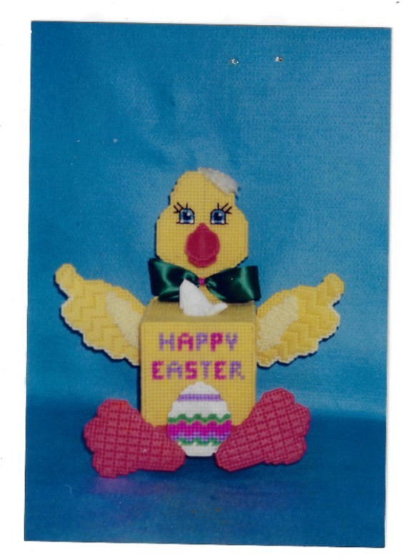 DUCK - HAPPY EASTER  TISSUE BOX COVER  plastic canvas  PATTERN (#TF0237)
