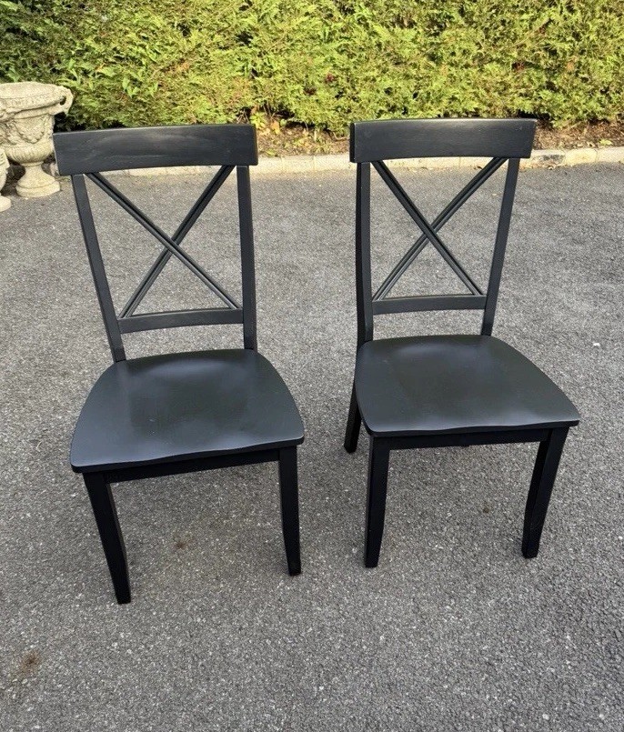 Black Solid Wood X Back Chair Set
