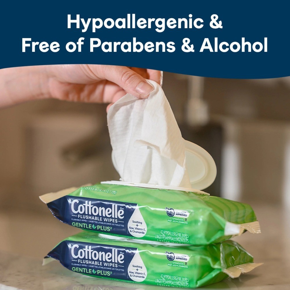 Flushable Wet Wipes Gentle Plus 4 Pack with Flip Top Lid