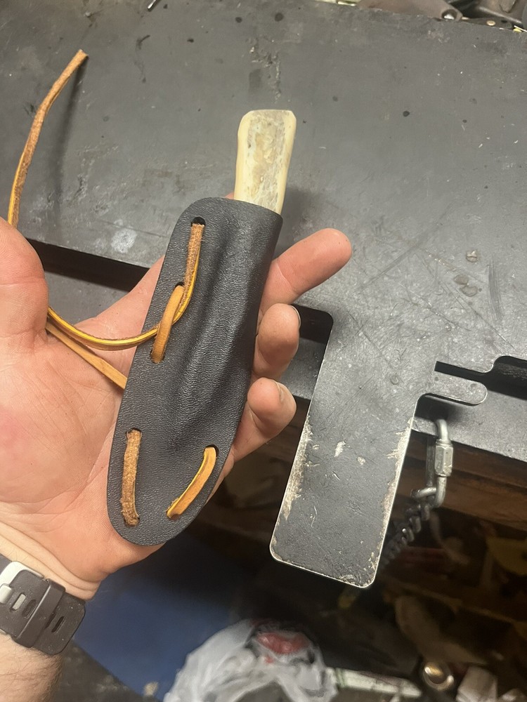 one time use 100% bone tool knife And Sheath With Zero Metal In It