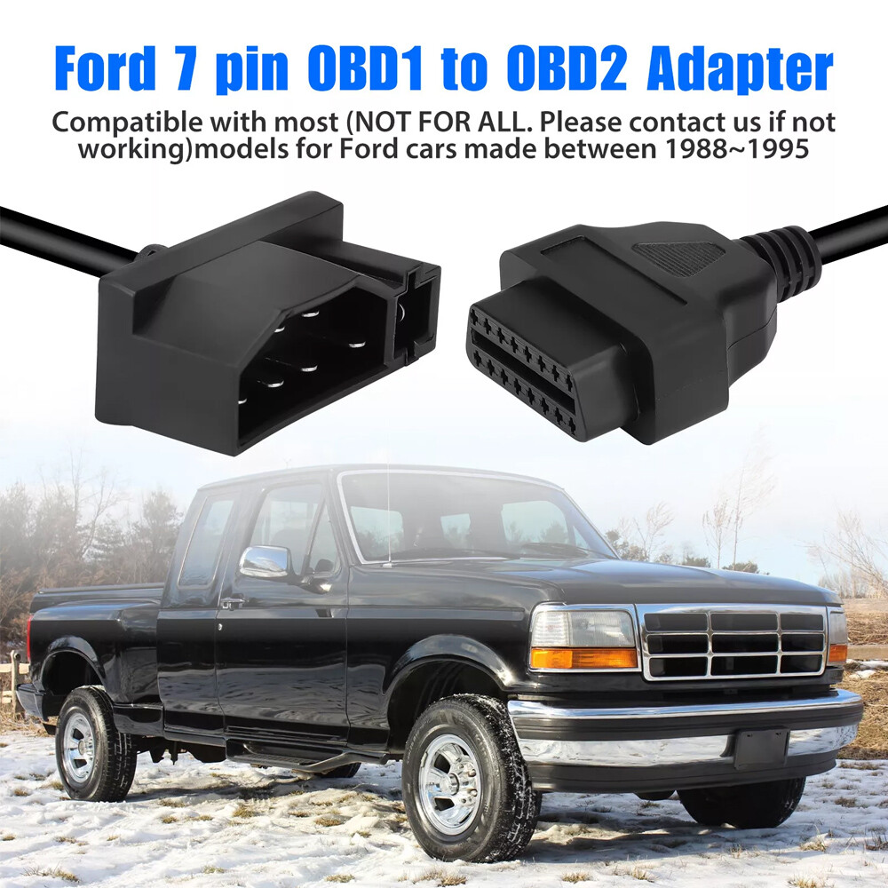 For Ford 7 pin OBD1 to OBD2 Adapter Code Reader Scanner Check Engine Repair Tool