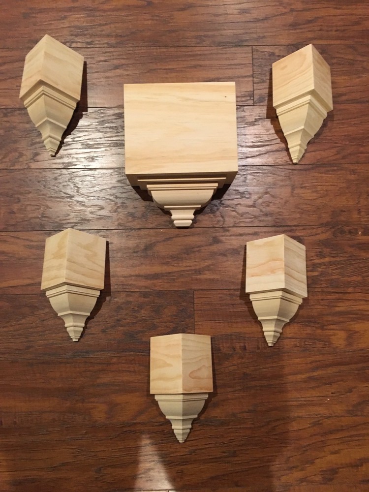 Crown Molding Corners SPECIAL LISTING Bare pine 6 assorted blocks