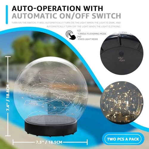 2-Pack 7.4x7.4 Solar Floating Pool Lights Ball Solar Powered LED Gold
