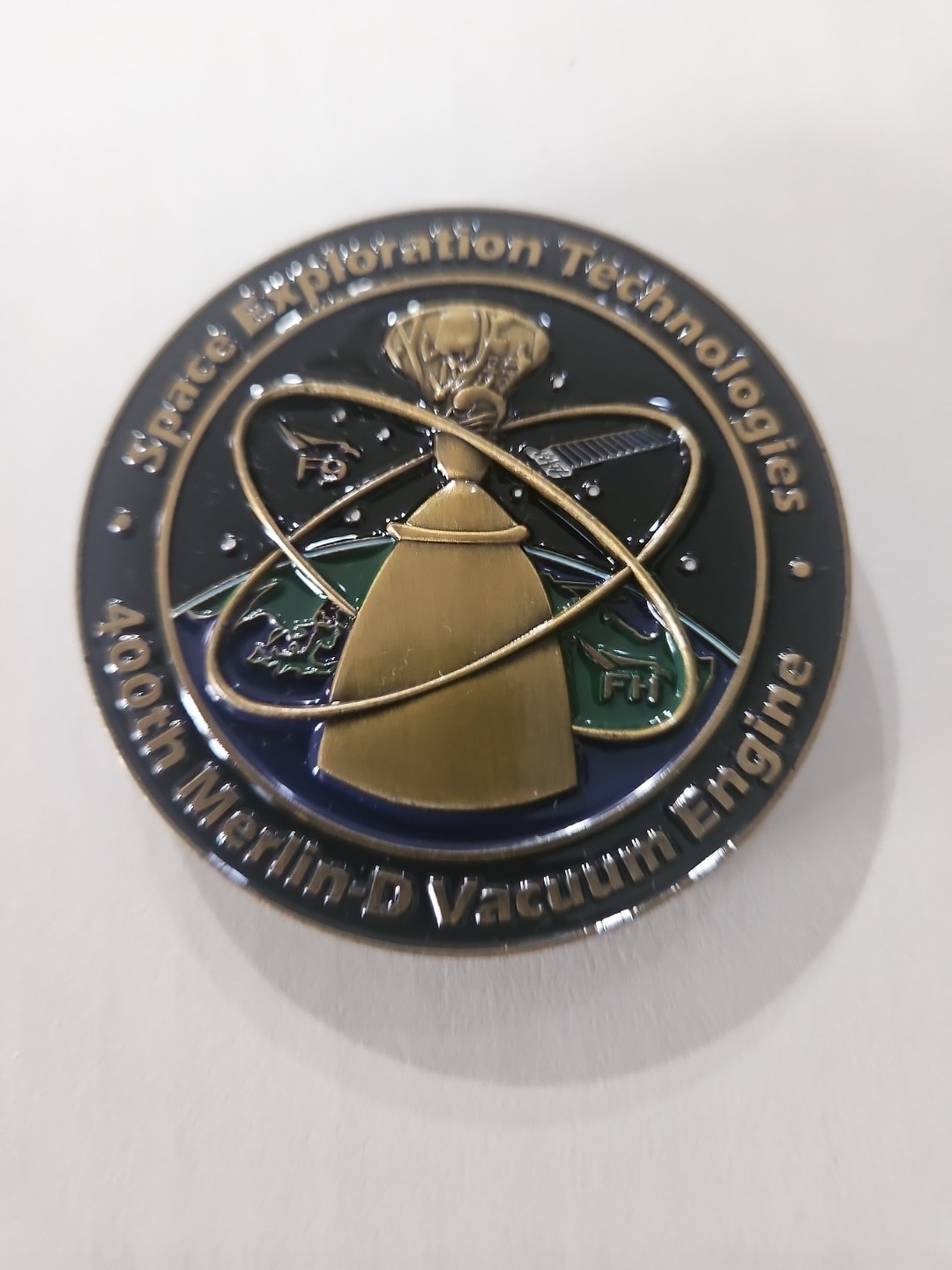 SpaceX 400th Merlin-D Vacuum Engine Challenge Coin. This limited-edition