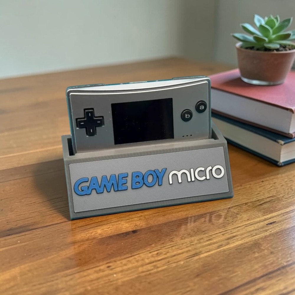 Game Boy Micro Console Display Stand Dock Holder Gray 3D Printed GB Micro Mount