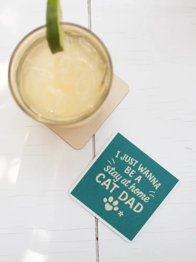 Handmade Coaster: Stay-at-Home Cat Dad