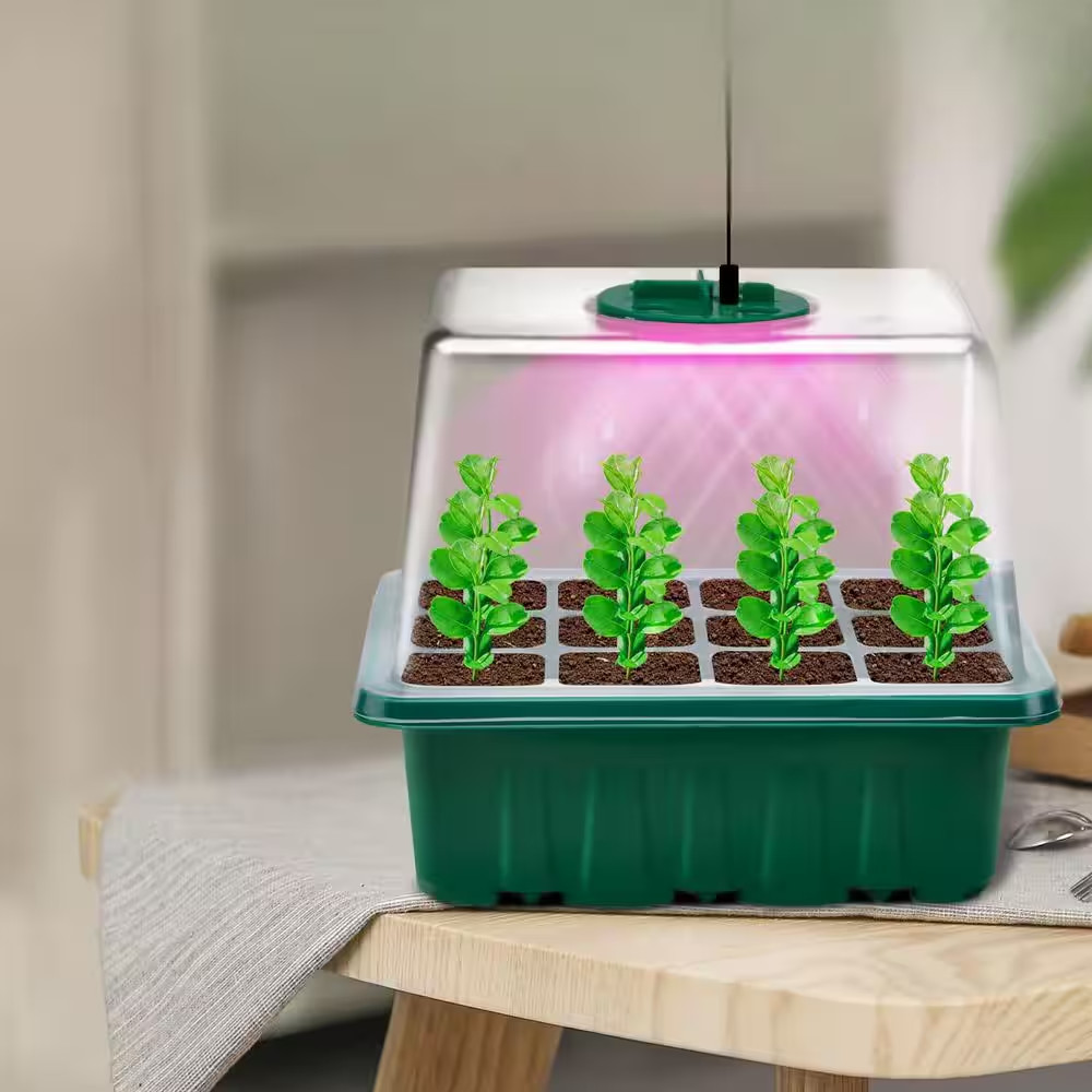 4-Pack Seed Starter Kit, Grow Light, Timing Controller, Adjustable Brightness, T