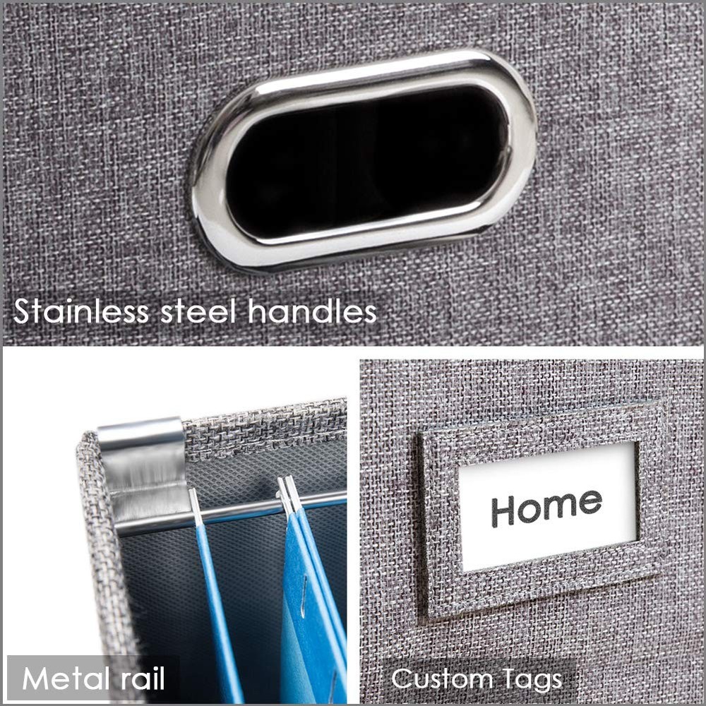PRANDOM File Organizer Box - Set of 2 (2-pack) without folders, Grey