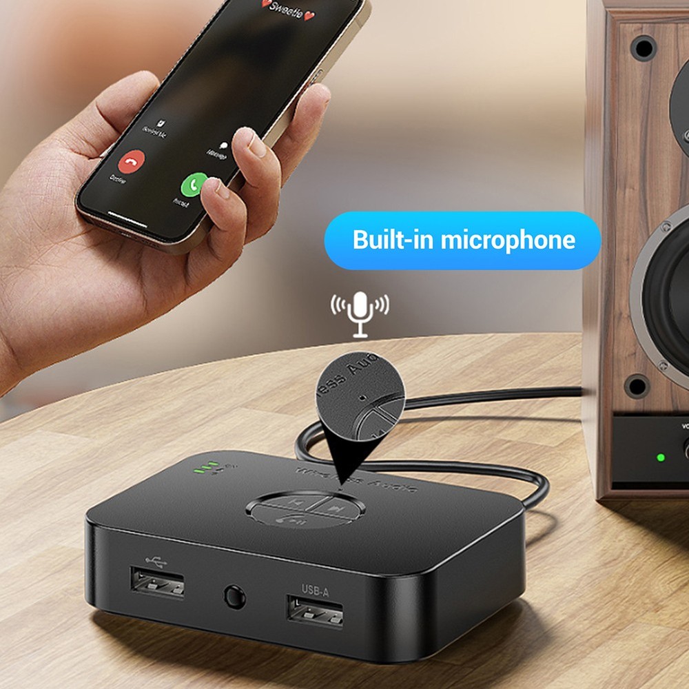 Bluetooth 6.0 Transmitter Receiver Wireless Home Car Stereo Audio Adapter Remote