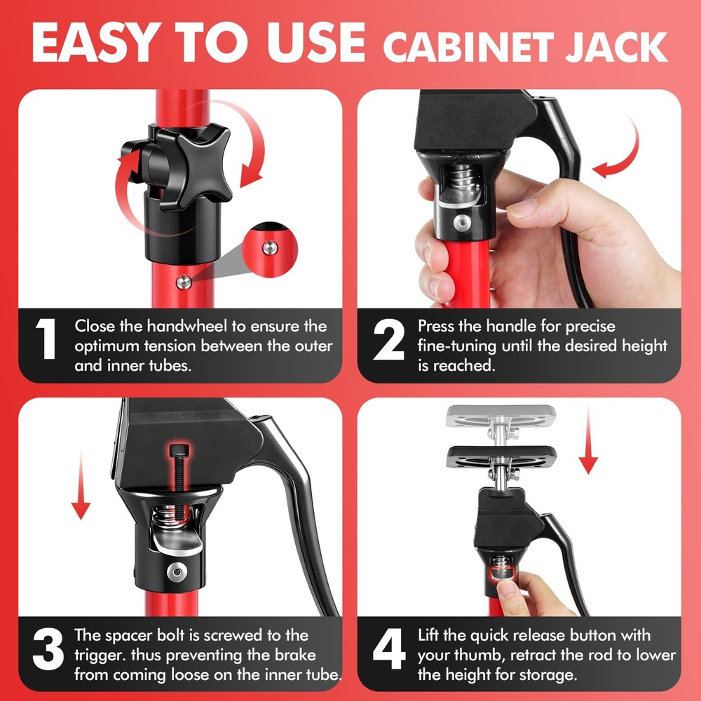 Cabinet Jack for Installing Cabinet,2 Pack Adjustable 3rd Hand Support Pole E...