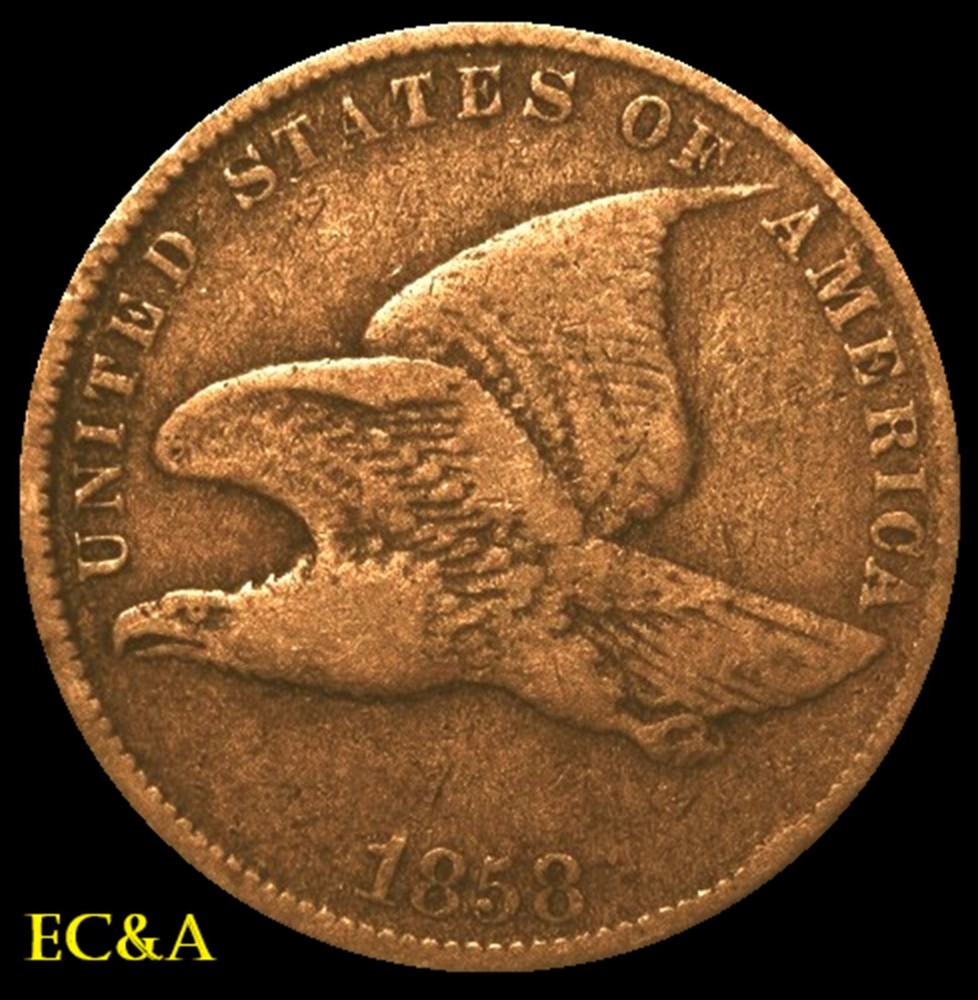1858 FLYING EAGLE CENT SMALL LETTERS TYPICAL VERY FINE (FE036)