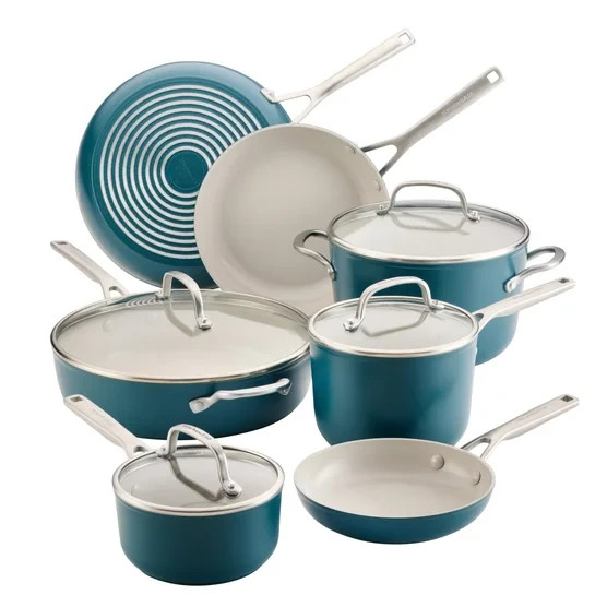 KitchenAid Hard-Anodized Ceramic Non-Stick Cookware Set, 11-piece, Blue