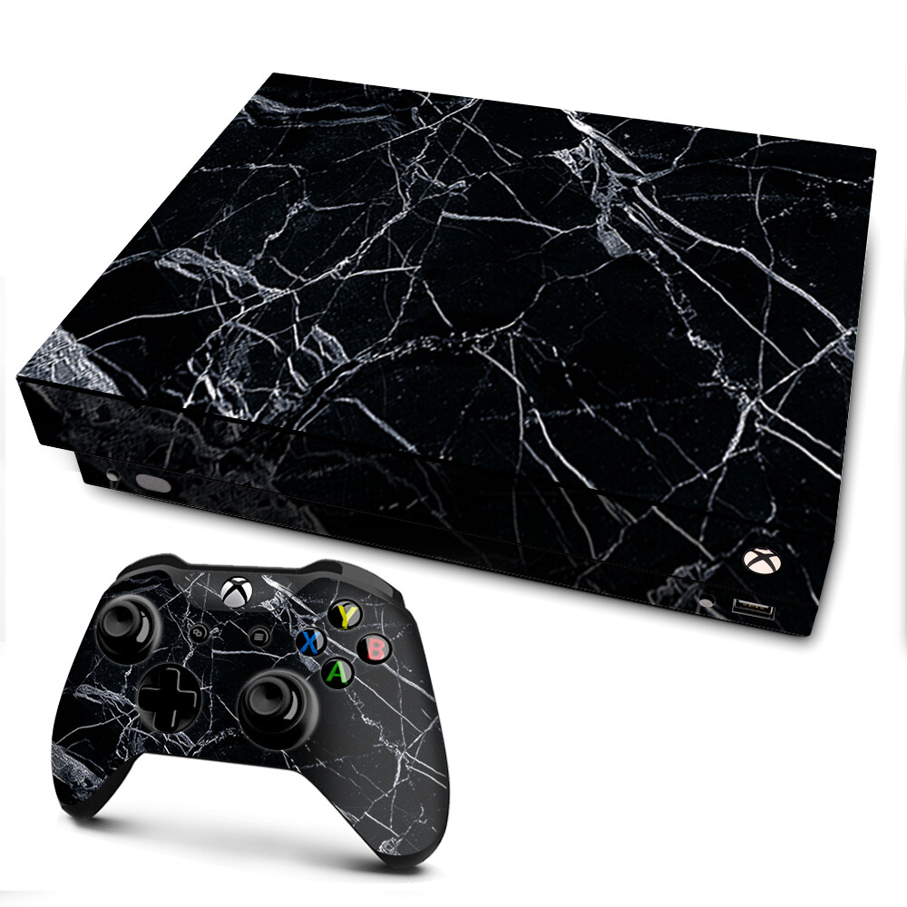 Xbox One X Console Skins Decal Wrap ONLY Black Marble Granite White